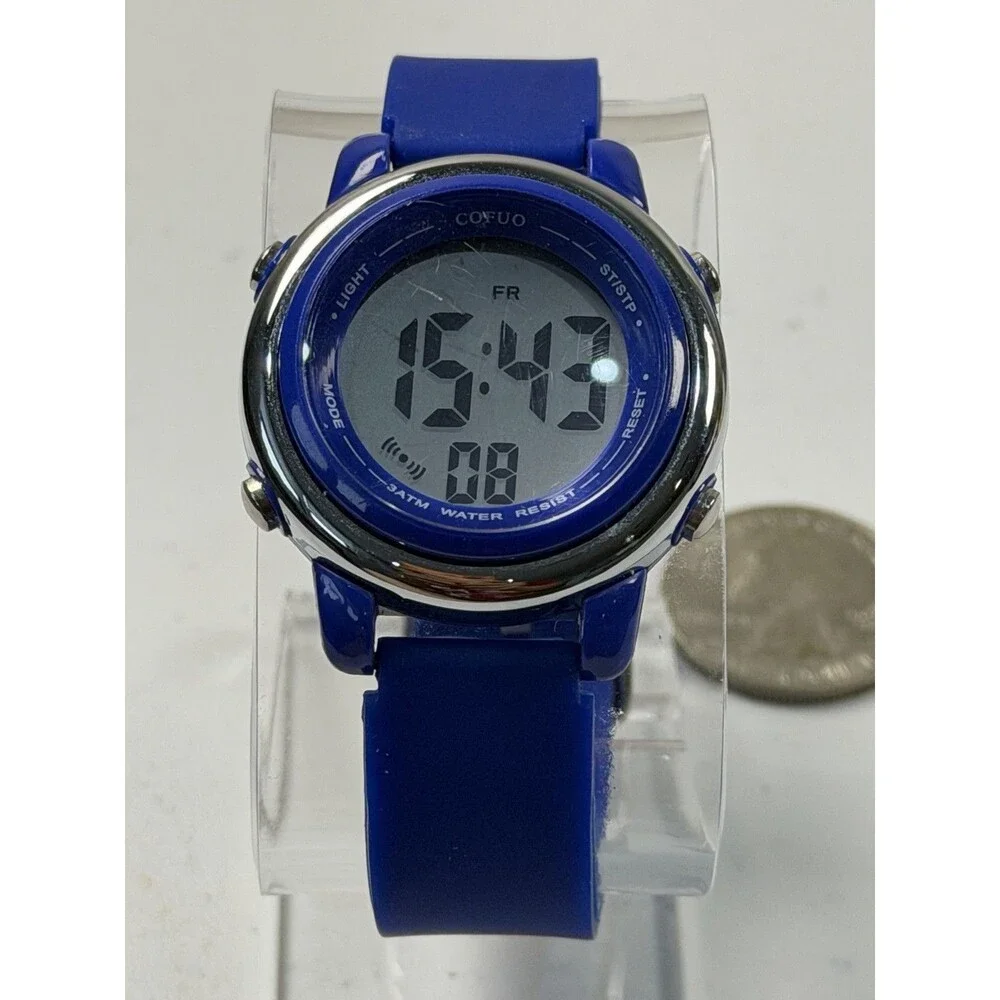 Cofuo Blue Digital Sports Watch 34mm Alarm Chronograph 3ATM